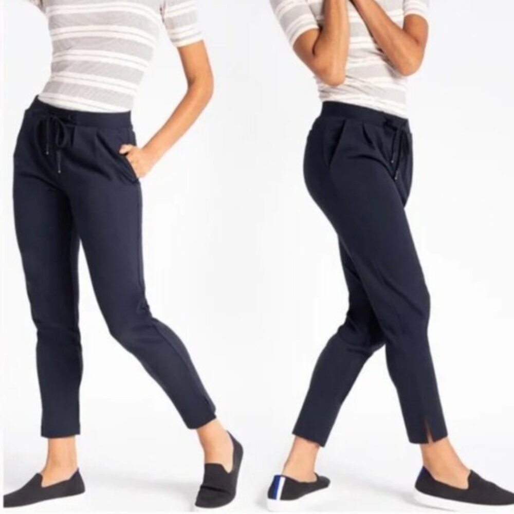 Betabrand Soho Joggers Skinny Leg Pleated Jogger Pants M Navy Blue